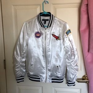 Forever 21 Jackets & Coats - Space Bomber Jacket // White Satin Forever 21 Jackets & Coats - Space Bomber Jacket // White Satin